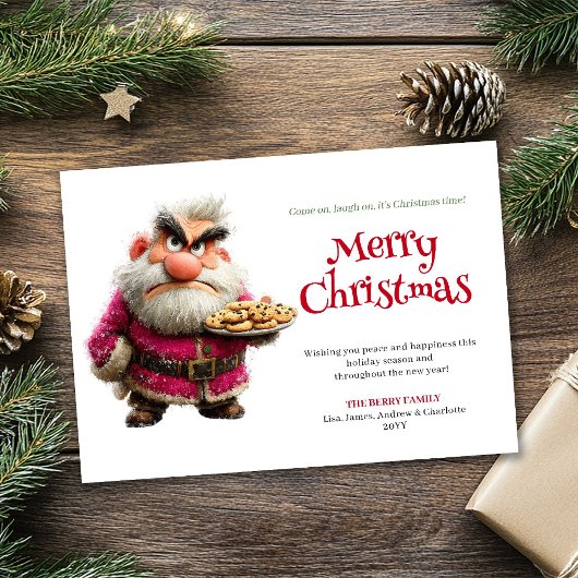 Populaire humor Santa downloadbare kerstkaart