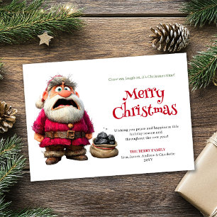 Populaire humor Santa downloadbare kerstkaart