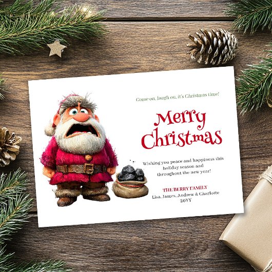 Populaire humor Santa downloadbare kerstkaart