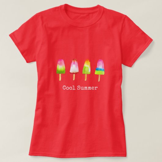 Populaire ijsblokzomerse waterverf schattig t-shirt (Design voorkant)
