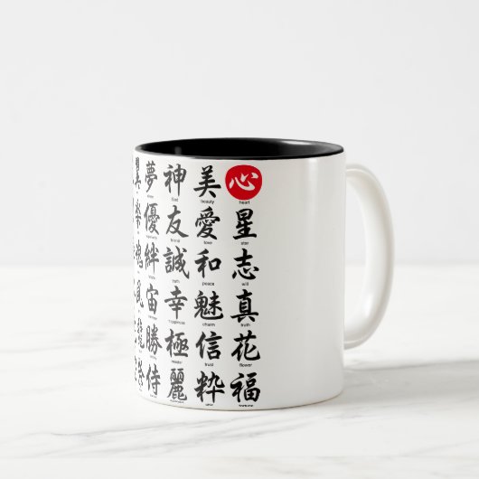 Populaire Japanse Kanji Tweekleurige Koffiemok (Voorkant rechts)