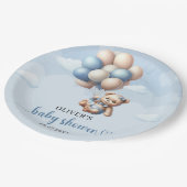 Populaire jongen olifant stoffig blauw bloemeneuca papieren bordje (Gekanteld)