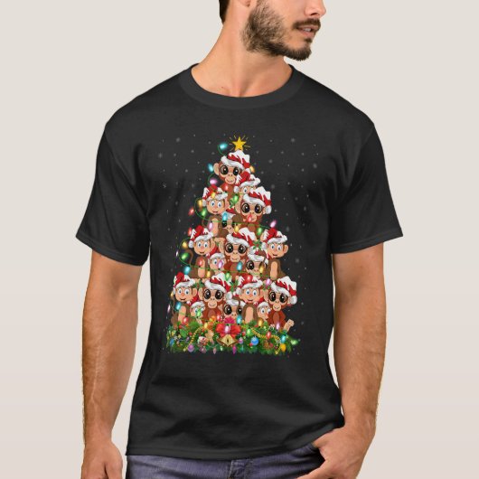 Populaire kerstbomen met lichte kerstbomen t-shirt (Voorkant)