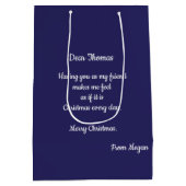 Populaire kerstcadeau-tas met aangepast bericht medium cadeauzakje (Achterkant)