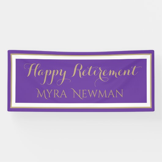 Populaire keuze! Blij met pensioen in paars Spandoek (Horizontaal)