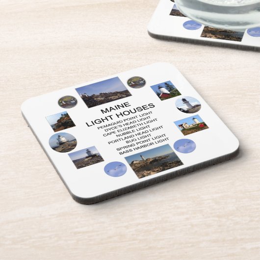 Populaire lichthuizen in Maine. Bier Onderzetter (Linkerzijde)