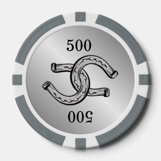 Populaire Lucky-Hoefijzers op zilver Pokerchips (Voorkant)