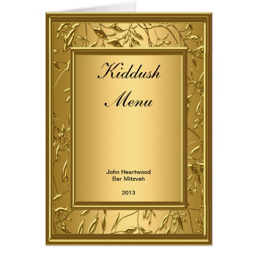 Populaire Menu Kiddush, Brunch, Bat Bar Mitswa (Voorkant)