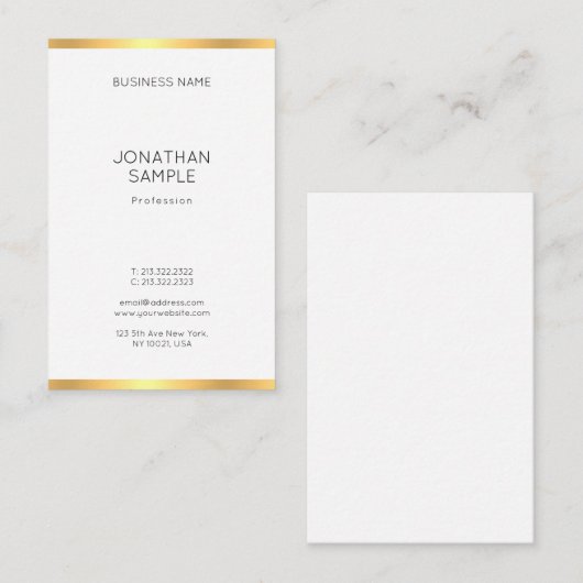 Populaire moderne Gold White-minimalistische profe Visitekaartje (Voorkant / Achterkant)