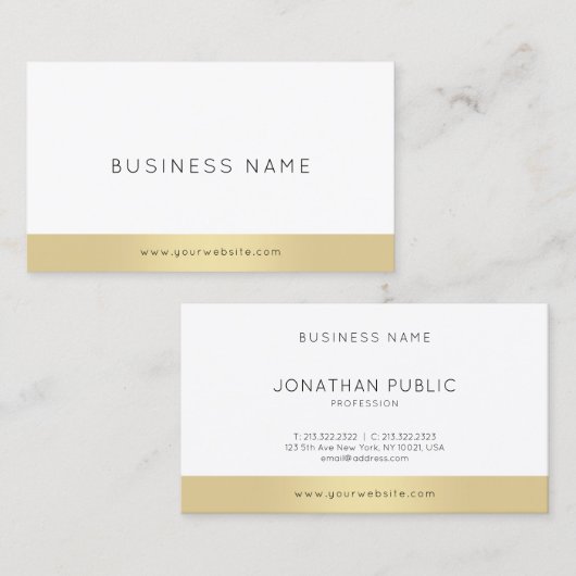 Populaire moderne minimalistische elegante gouden  visitekaartje (Voorkant / Achterkant)