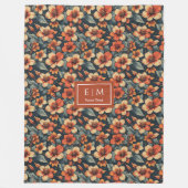 Populaire mos groen en terracotta bloemenworp fleece deken (Voorkant)