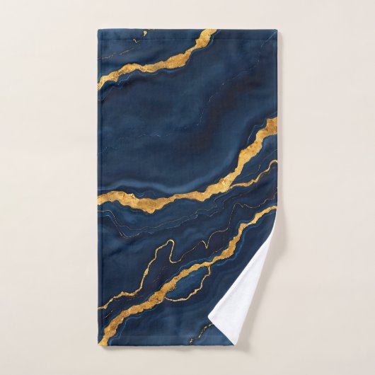 Populaire Navy Blue Gold Marble Collectie Bad Handdoek (Handdoek)