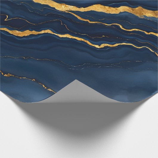 Populaire Navy Blue Gold Marble Collectie Cadeaupapier (Hoek)