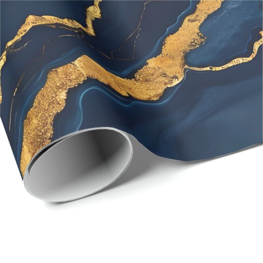 Populaire Navy Blue Gold Marble Collectie Cadeaupapier (Rol Hoek)