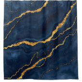 Populaire Navy Blue Gold Marble Collectie Douchegordijn (Voorkant)