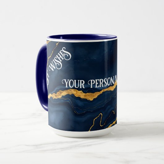 Populaire Navy Blue Gold Marble Collectie Mok (Voorkant links)