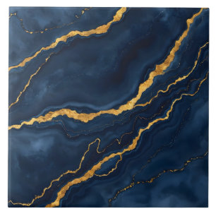 Populaire Navy Blue Gold Marble Collectie Tegeltje