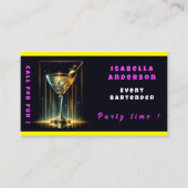 Populaire Neon Party Time gepersonaliseerde profes Visitekaartje (Voorkant)