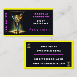 Populaire Neon Party Time gepersonaliseerde profes Visitekaartje