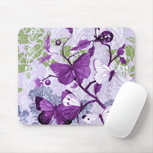 Populaire Paarse vlinders Muismat (Met muis)
