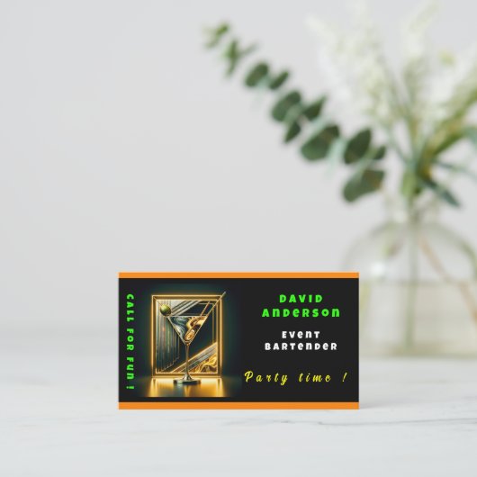 Populaire Party Time Neon gepersonaliseerde profes Visitekaartje (Staand voorkant)