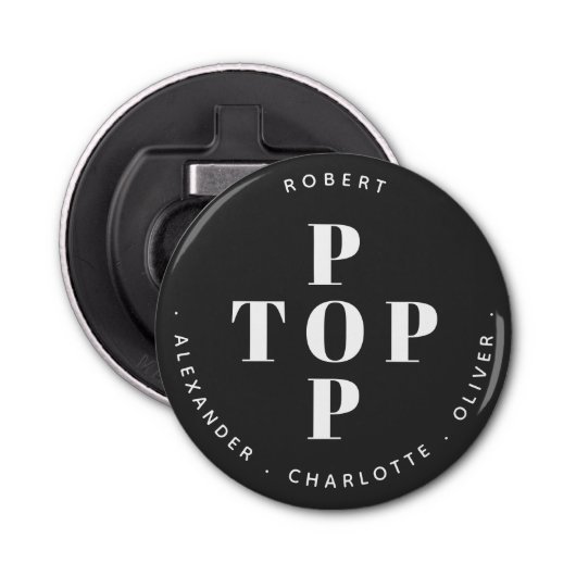 Populaire Pop vader vader persoonlijke familiename Button Flesopener (Voorkant)