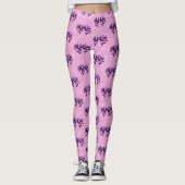 Populaire Schattigee  Roze Damask Paarse Bogen Leggings (Voorkant)