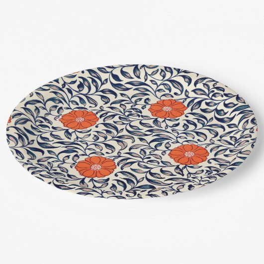 Populaire sierbloemen patroon papieren bordje (Gekanteld)