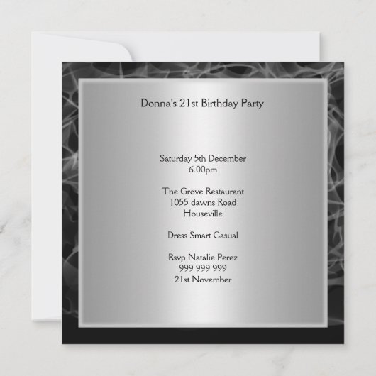 Populaire Smoke Black Party Uitnodiging save the d (Achterkant)