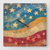 Populaire sterren en strepen vierkante klok (Voorkant)