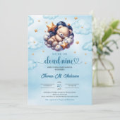 Populaire teddybeer wolk negen Boy Baby shower Kaart (Staand voorkant)