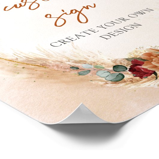 Populaire terracotta diep rood bloemenbord op maat poster (Hoek)