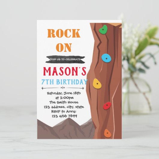 Populaire themauitnodiging voor het rotsklimmen kaart (Staand voorkant)