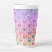 Populaire tropische zonsondergang roze flamingo latte mok (Voorkant)