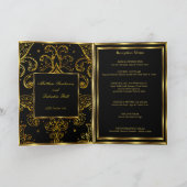 Populaire trouw goud-zwarte gevouwen kaart menu (Binnen)