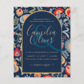 Populaire tweetalige bloemige trouw uitnodiging, flyer (Achterkant)