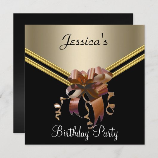 Populaire uitnodiging voor zwarte karamel en rode  (Voorkant / Achterkant)