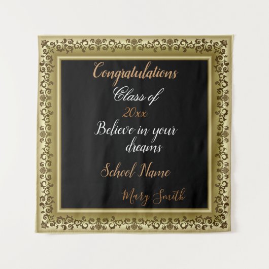 Populaire Vintage Gouden 3D Bloemstuk Customize Wa Wandkleed (Voorkant)