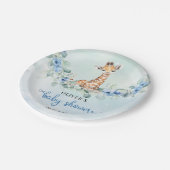 Populaire waterverf giraf blauw bloemensafari papieren bordje (Gekanteld)