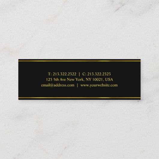Populaire zwarte gouden Sjabloon met modern design Mini Visitekaartje (Achterkant)