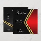 Populaire zwarte Rode verjaardagsuitnodiging Kaart (Voorkant / Achterkant)
