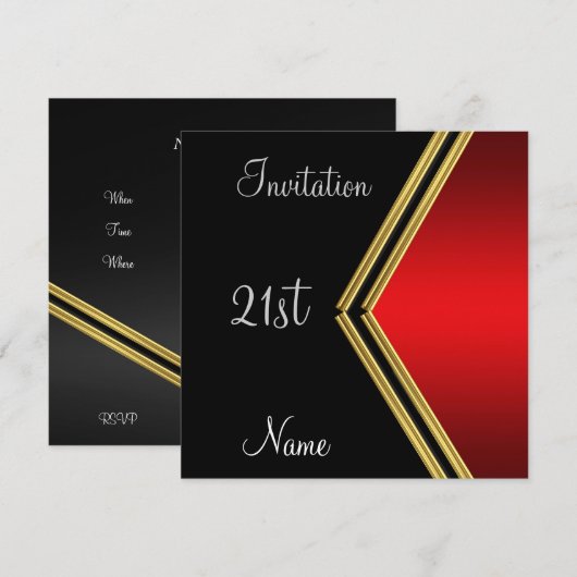Populaire zwarte Rode verjaardagsuitnodiging Kaart (Voorkant / Achterkant)