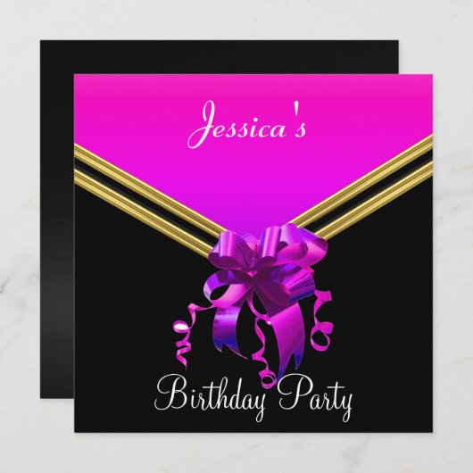 Populaire zwarte roze en uitnodiging van de Bowpar (Voorkant / Achterkant)