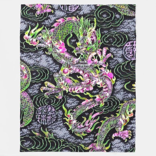 Populairste Chinese Dragon Black Light Special Fleece Deken (Voorkant)