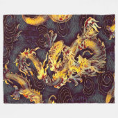 Populairste Chinese goudkeizer Dragon Dark Art Fleece Deken (Voorkant (Horizontaal))