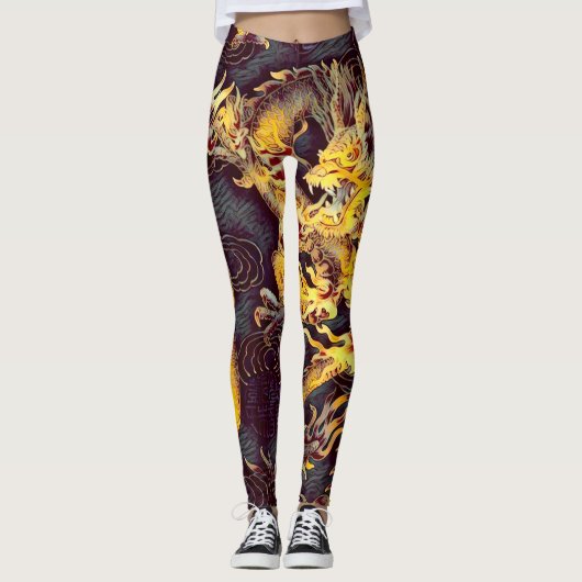 Populairste Chinese goudkeizer Dragon Dark Art Leggings (Voorkant)