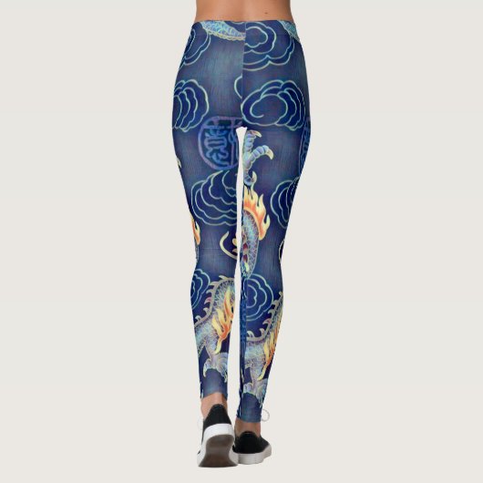 Populairste Chinese keizer Dragon Chrome Art Leggings (Achterkant)