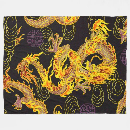 Populairste Gouden Chinese Keizer Dragon Fantasy Fleece Deken (Voorkant (Horizontaal))