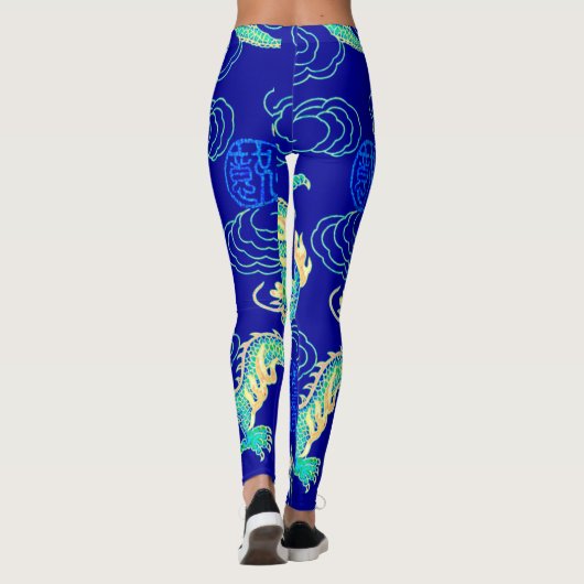 Populairste Neon Chinese Keizer Dragon Fantasy Leggings (Achterkant)