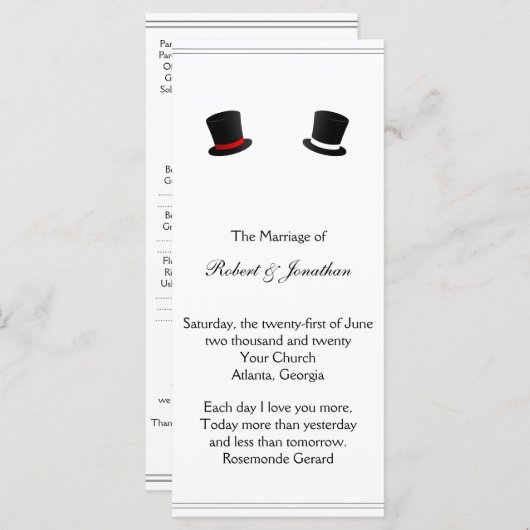 Populairste Stropdassen-weddenschap Programmakaart (Voorkant / Achterkant)